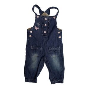 LIKU embroidered butterfly overalls one piece denim ruffle 6-9 months